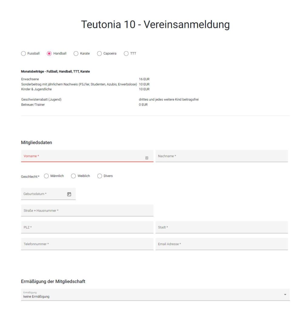 Online Vereinsanmeldung Teutonia 10